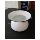 Vintage White Enamel Chamber Pot. Round white