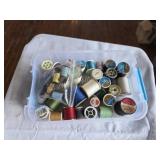 SEWING SUPPLIES LOT IN TWO CONTAINERS