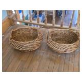 Pair of Woven Basket Lot. Two matching round