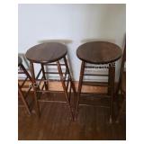 Pair of Vintage Wooden Bar Stools. Set of two