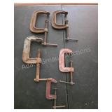 Lot of 5 Vintage C-Clamps. Nice assortment of