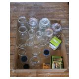 GLASS STORAGE JARS AND CANNING LOT IN BOX
