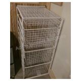 Tall White Wire Mesh Storage. 4-drawer
