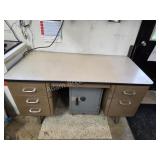 Vintage Steel 6-drawer office desk,  safe not