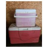 2 Coleman and Rubbermaid coolers