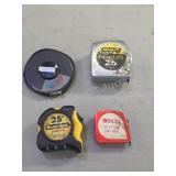 4 assorted measuring tapes