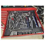 Large assortment sockets, ratchets, extensions -