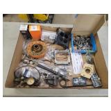 Box lot assorted automotive parts, hardware,