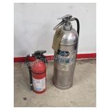 2 assorted fire extinguishers