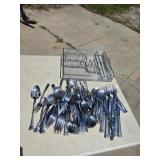Lot of Stainless Steel Flatware with Tray