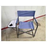 Blue Folding Chair with Side Table Cup