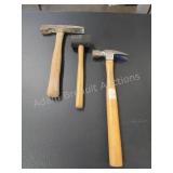 Three assorted hammers and mallet