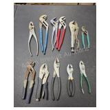 Assorted pliers and channel locks