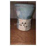 Handmade Pottery Candle Warmer Blue Gray
