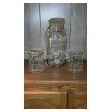 Vintage Glass Beverage Dispenser Spigot 2 Jars