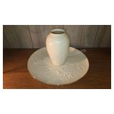 Lenox Winters Imprint Vase Plate Set White