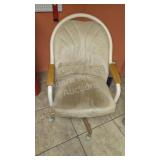 Beige Upholstered Office Chair Wood Arms