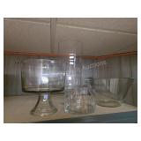 Assorted clear glassware - vases/candle holders,