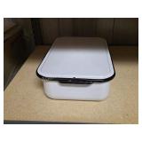 Vintage black and white porcelain enamel