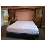 Vintage King Bed Frame Side Storage Cabinets w/