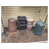 Assorted trash cans