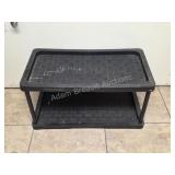 Two-tier black plastic storage shelf shoe rack