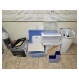 Miscellaneous storage totes, wire mesh baskets,