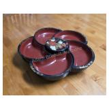 Japanese Black Lacquer Divided Serving Dish