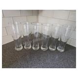 6 Belanger etched pilsner glasses