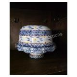 Blue White Patterned Cake Stand Lid Tray