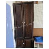 Vintage Tall Dark Wood Cabinet Storage Doors