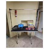 Pet Grooming Table with Blue Dryer Andis Clippers