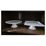 White Ceramic Cake Stands Platter Lot Cerlart