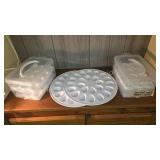 Deviled Eggs Plates Carriers Plastic Lot
