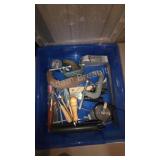Blue Plastic Tool Storage Box Clamps Vise