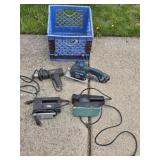 Milk crate black and Decker power tools