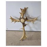 Decorative faux antler cross wall hanging, 26 in