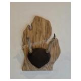 Whitetail deer antlers with custom wooden plaque