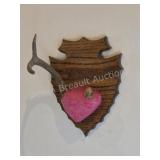 Whitetail deer antlers with custom wooden plaque