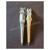 2 carved wooden animal pens, Paradise, MI