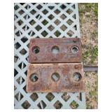 Two vintage universal cast iron counterweight