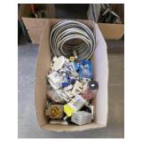 Box lot miscellaneous electrical supplies- light