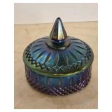 Vintage carnival Glass iridescent covered dish
