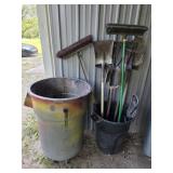 Miscellaneous lot - two trash cans with hand