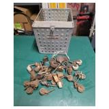 VINTAGE LYON METAL BASKET W/ ASSORTED VINTAGE