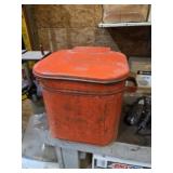 VINTAGE GALVANIZED METAL FLIP TOP RAG BUCKET