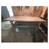CUSTOM BUILT WOODEN SHOP WORK BENCH