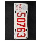 1914 Michigan License Plate -has the seal