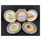 Lenox, Holly Hobby Plates, Clock, Basket