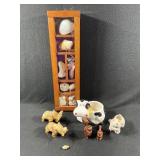 Seashell Display, Stone Elephants, Cow Figurines